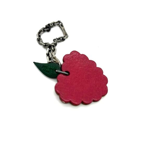 Raspberry Hermès bag charm with antique silver-tone‎ hardware*WITH BAG - Picture 2 of 3